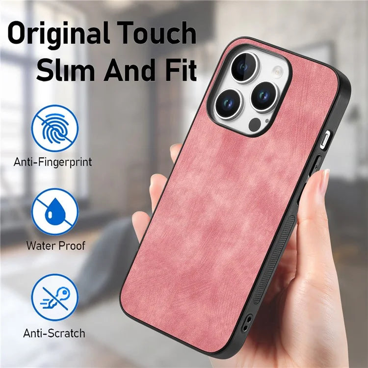 For iPhone 16 Pro Case Retro Leather + TPU Shockproof Protective Phone Cover