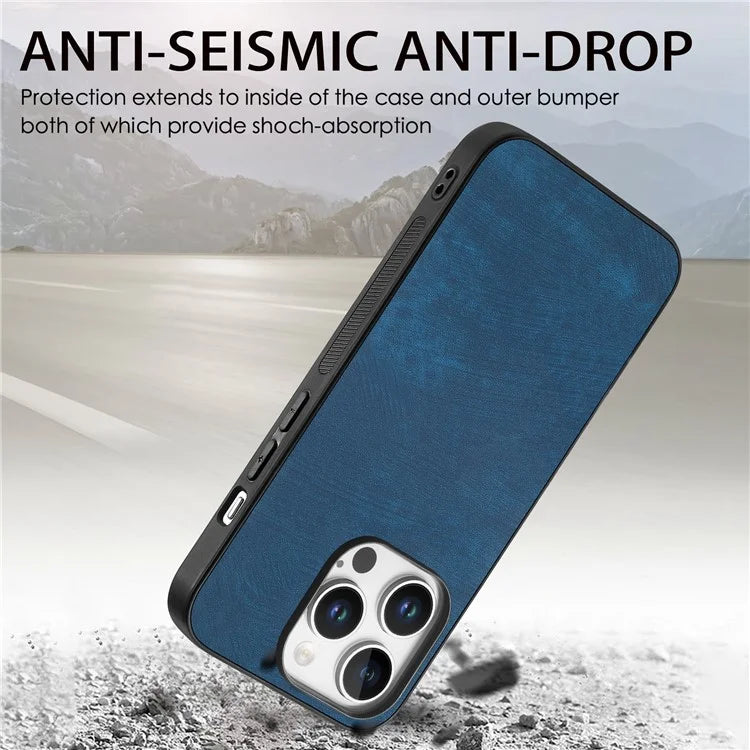 For iPhone 16 Pro Case Retro Leather + TPU Shockproof Protective Phone Cover