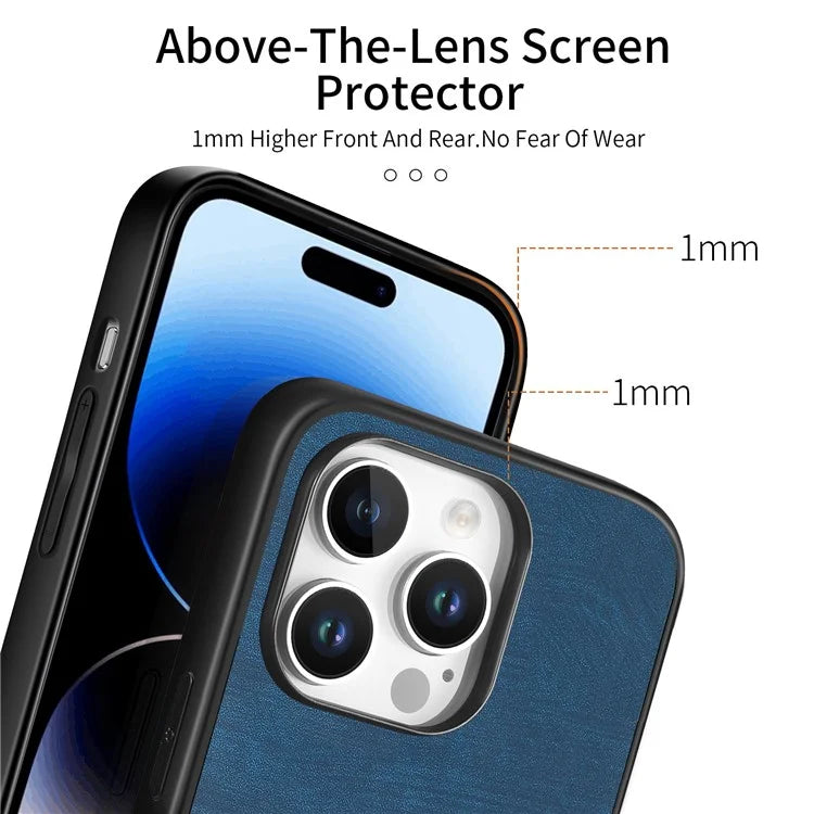 For iPhone 16 Pro Case Retro Leather + TPU Shockproof Protective Phone Cover