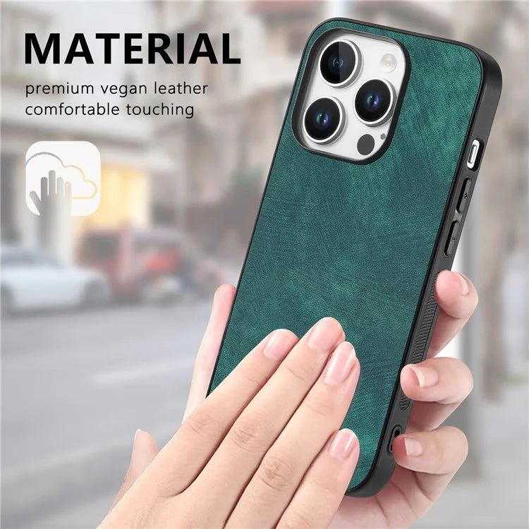 For iPhone 16 Pro Case Retro Leather + TPU Shockproof Protective Phone Cover