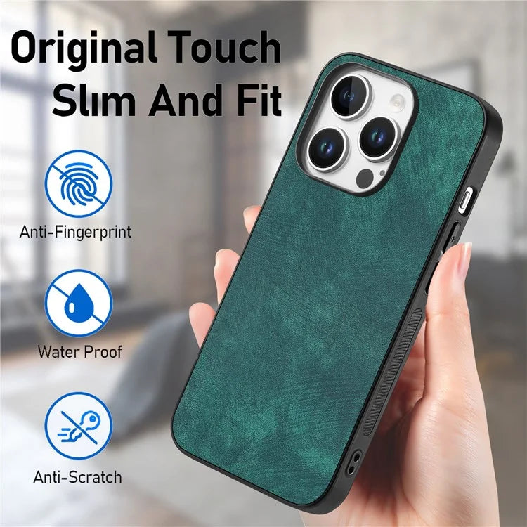 For iPhone 16 Pro Case Retro Leather + TPU Shockproof Protective Phone Cover