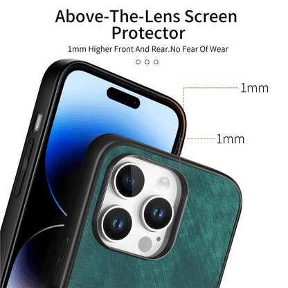 For iPhone 16 Pro Case Retro Leather + TPU Shockproof Protective Phone Cover