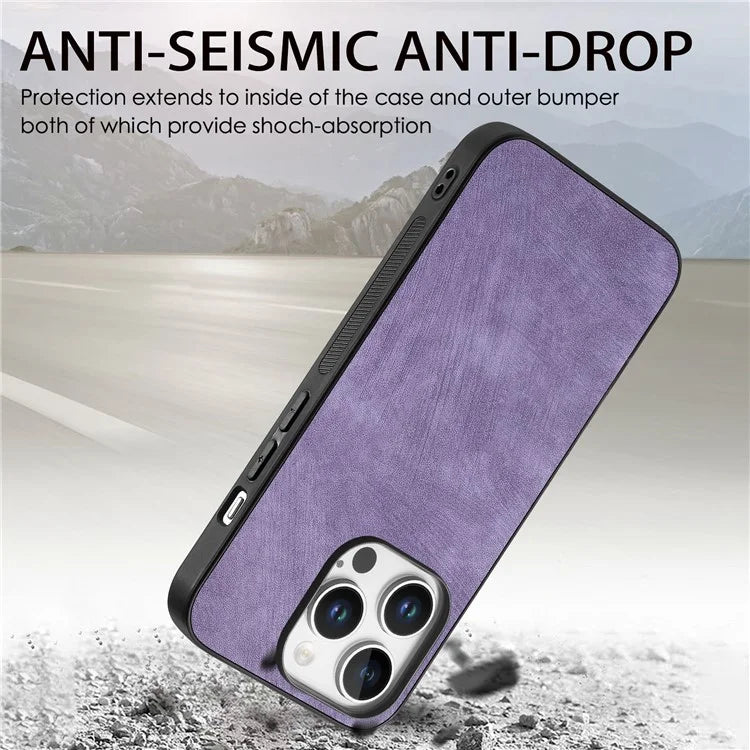For iPhone 16 Pro Case Retro Leather + TPU Shockproof Protective Phone Cover