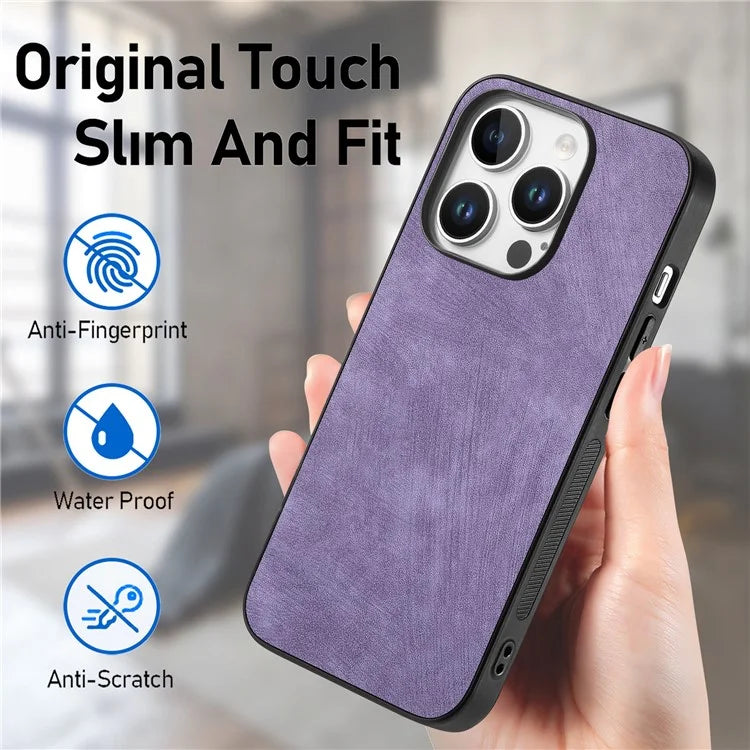 For iPhone 16 Pro Case Retro Leather + TPU Shockproof Protective Phone Cover
