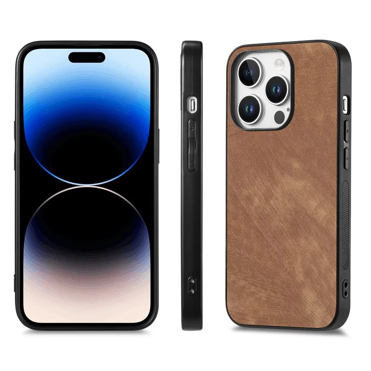 For iPhone 16 Pro Case Retro Leather + TPU Shockproof Protective Phone Cover