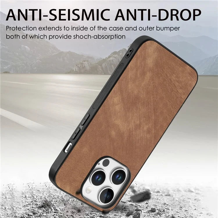 For iPhone 16 Pro Case Retro Leather + TPU Shockproof Protective Phone Cover