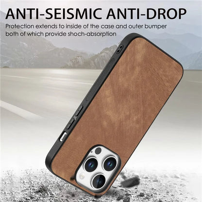For iPhone 16 Pro Case Retro Leather + TPU Shockproof Protective Phone Cover