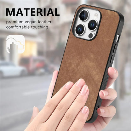 For iPhone 16 Pro Case Retro Leather + TPU Shockproof Protective Phone Cover