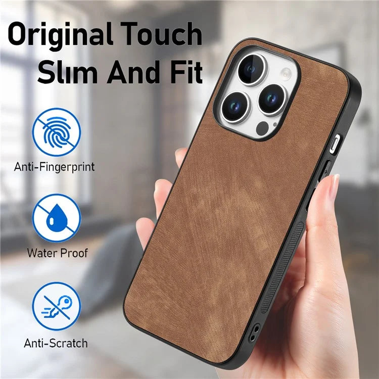 For iPhone 16 Pro Case Retro Leather + TPU Shockproof Protective Phone Cover
