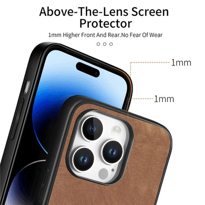 For iPhone 16 Pro Case Retro Leather + TPU Shockproof Protective Phone Cover