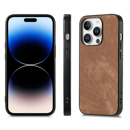 For iPhone 16 Pro Max Case Retro Leather + TPU Shockproof Protective Phone Cover