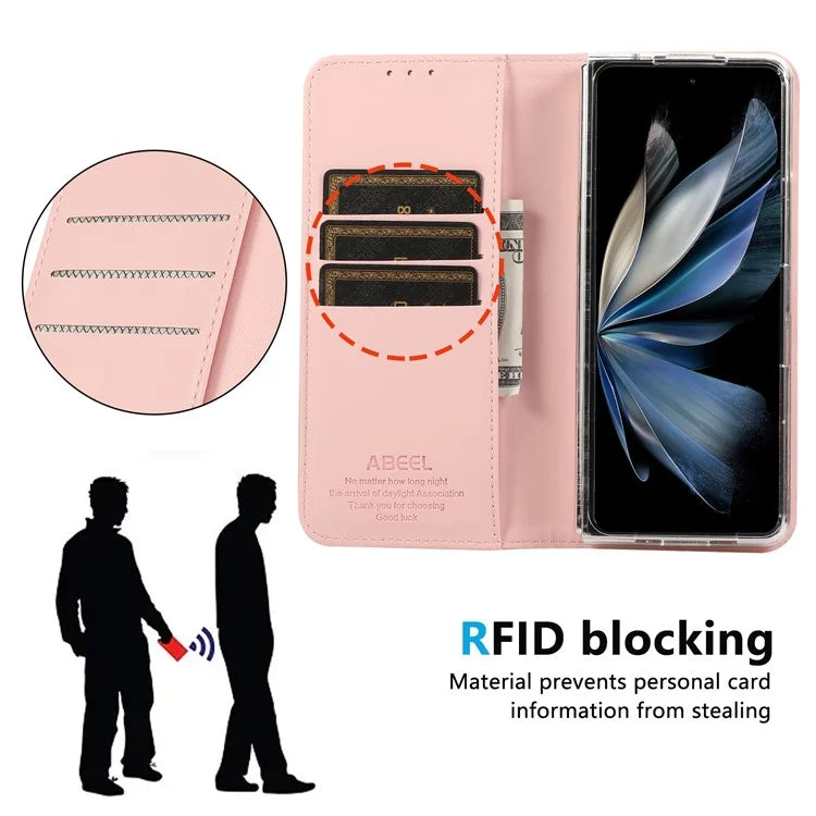 ABEEL For Google Pixel 9 Pro Fold 5G Phone Case RFID Blocking Leather Flip Cover