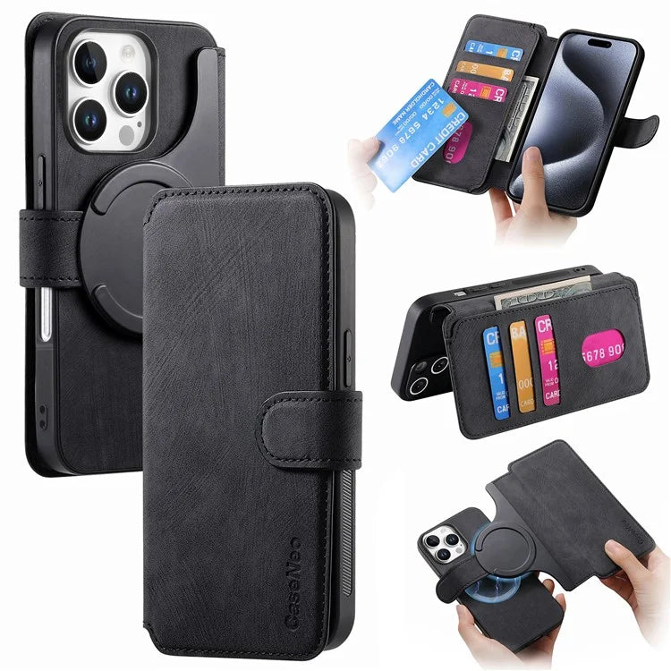 CASENEO For iPhone 16 Pro Case Detachable Wallet Leather+TPU Phone Cover