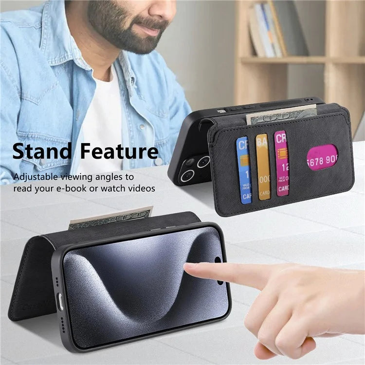 CASENEO For iPhone 16 Pro Case Detachable Wallet Leather+TPU Phone Cover