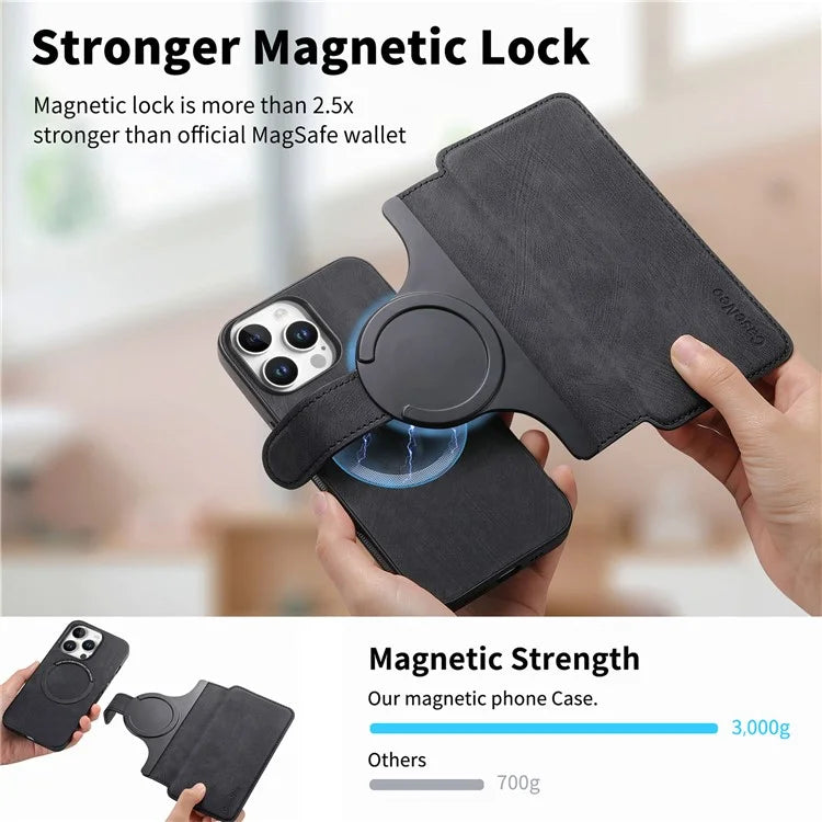 CASENEO For iPhone 16 Pro Case Detachable Wallet Leather+TPU Phone Cover