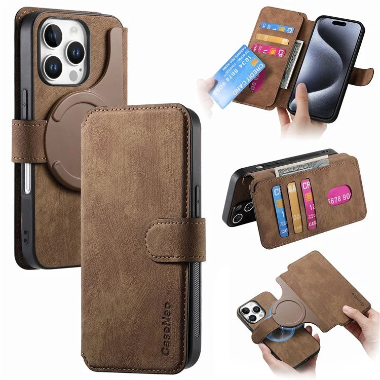 CASENEO For iPhone 16 Pro Case Detachable Wallet Leather+TPU Phone Cover
