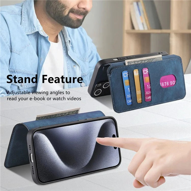 CASENEO For iPhone 16 Pro Case Detachable Wallet Leather+TPU Phone Cover