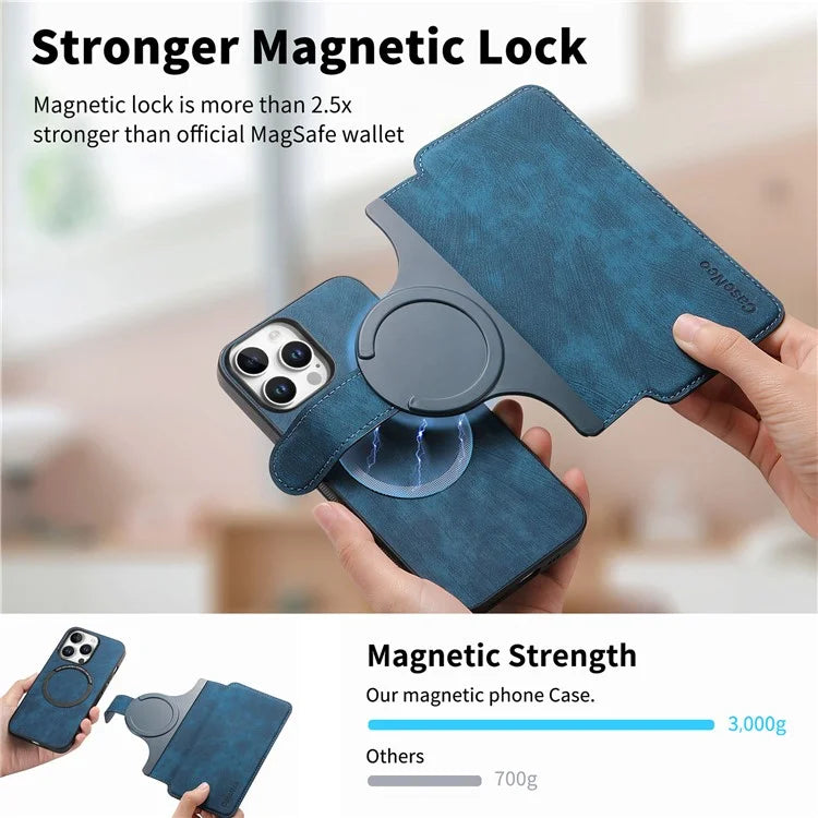CASENEO For iPhone 16 Pro Case Detachable Wallet Leather+TPU Phone Cover