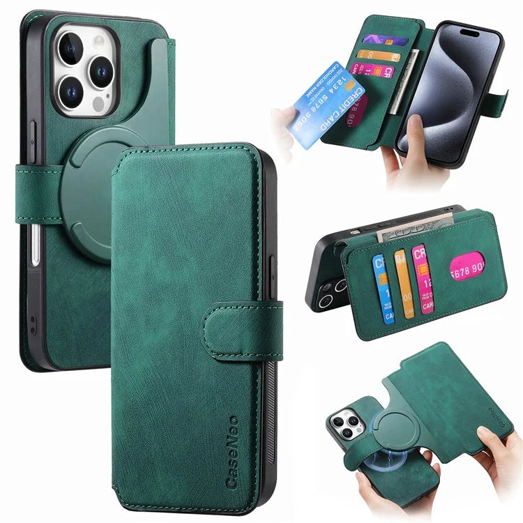 CASENEO For iPhone 16 Pro Case Detachable Wallet Leather+TPU Phone Cover