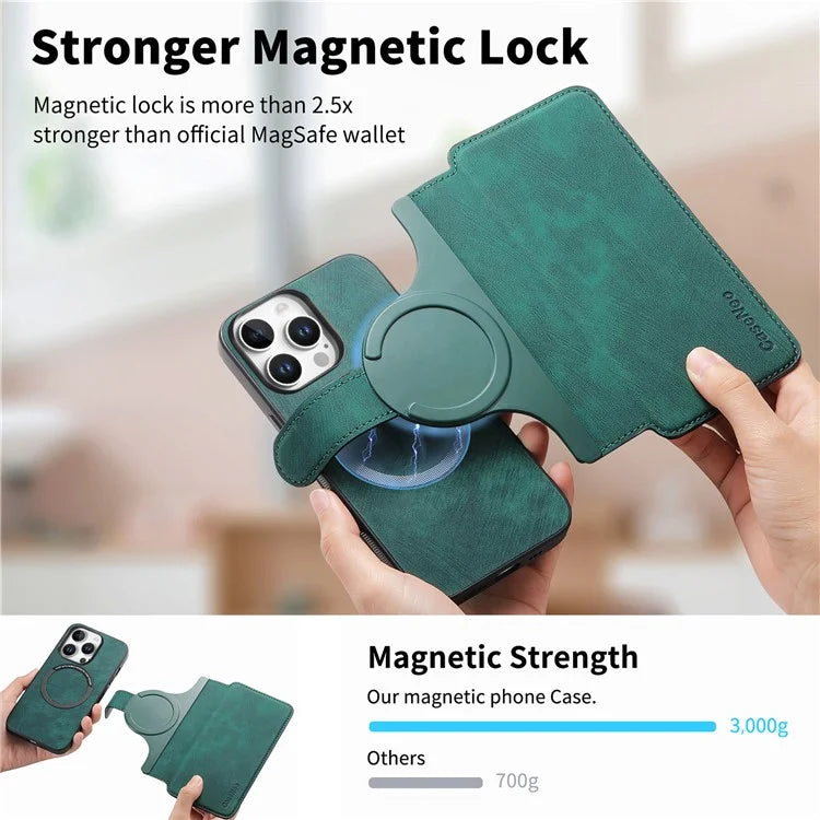 CASENEO For iPhone 16 Pro Case Detachable Wallet Leather+TPU Phone Cover