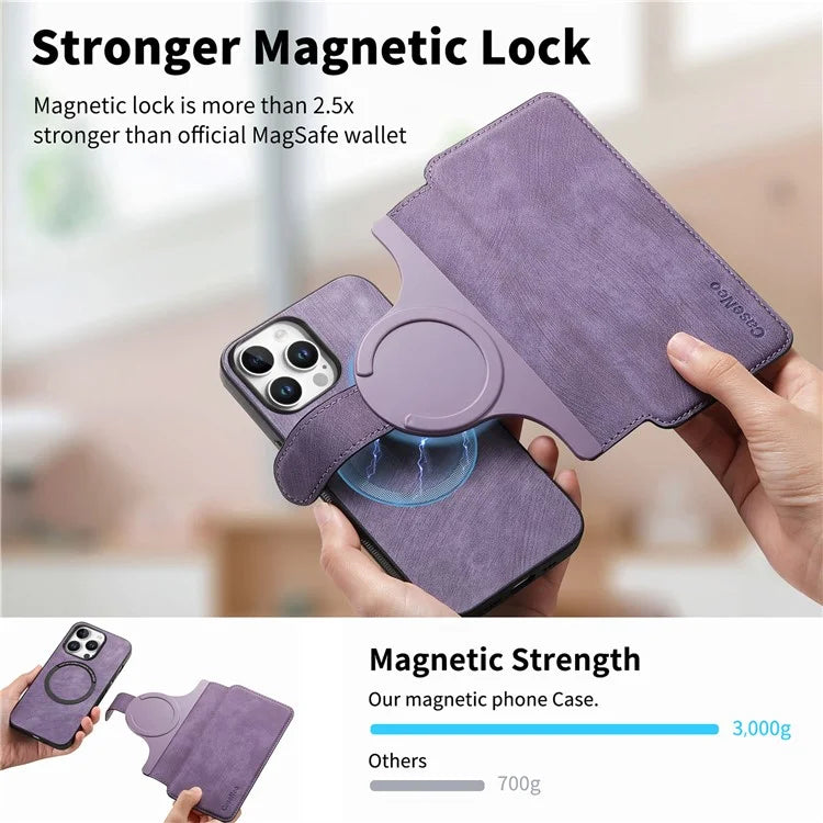 CASENEO For iPhone 16 Pro Case Detachable Wallet Leather+TPU Phone Cover