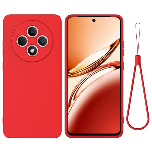 For Oppo F27 5G Case Liquid Silicone Anti-Scratch Phone Cover with Hand Strap