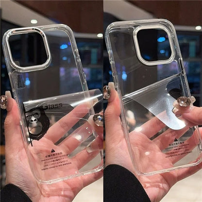 For iPhone 16 Pro Case TPU+Tempered Glass Clear Phone Cover