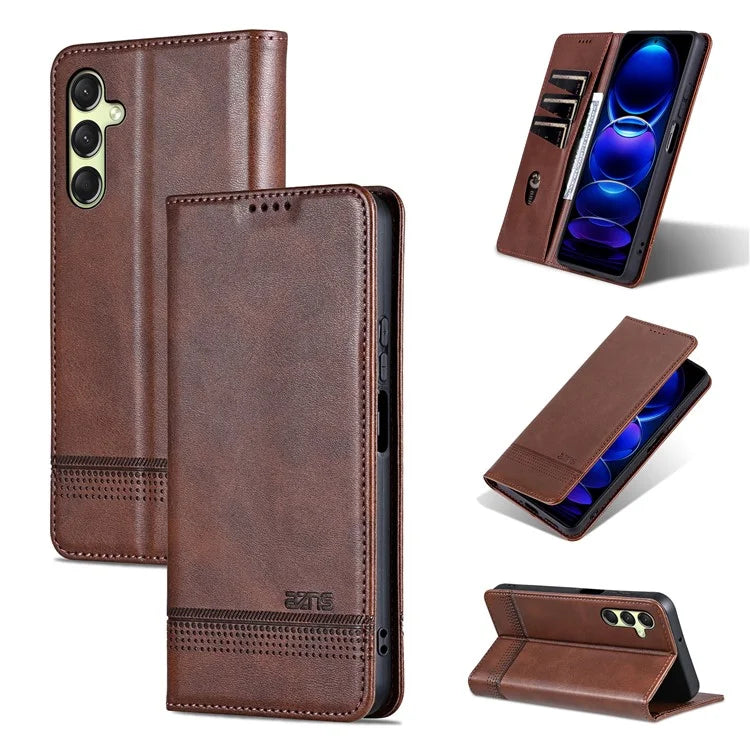 AZNS For Samsung Galaxy A16 5G Case Cowhide Texture PU Leather Wallet Phone Cover