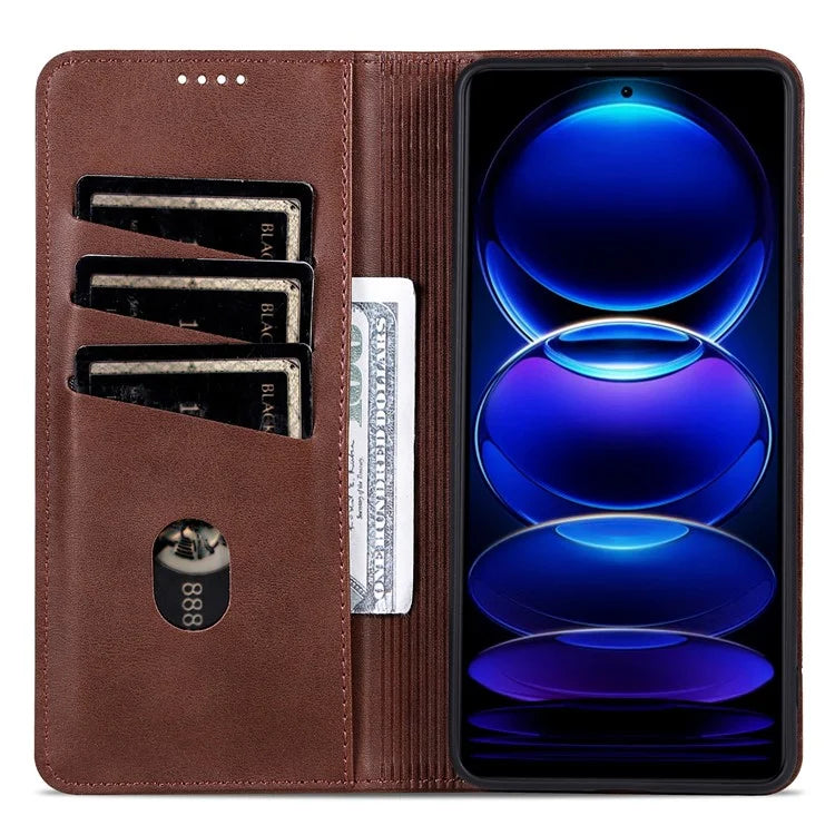 AZNS For Samsung Galaxy A06 Case Cowhide Texture PU Leather Wallet Phone Cover