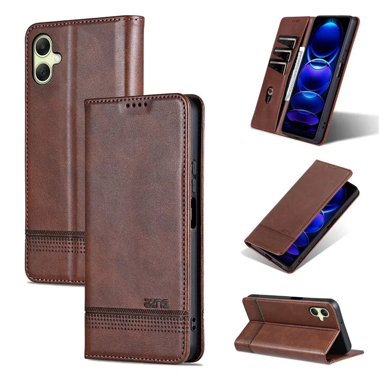 AZNS For Samsung Galaxy A06 Case Cowhide Texture PU Leather Wallet Phone Cover