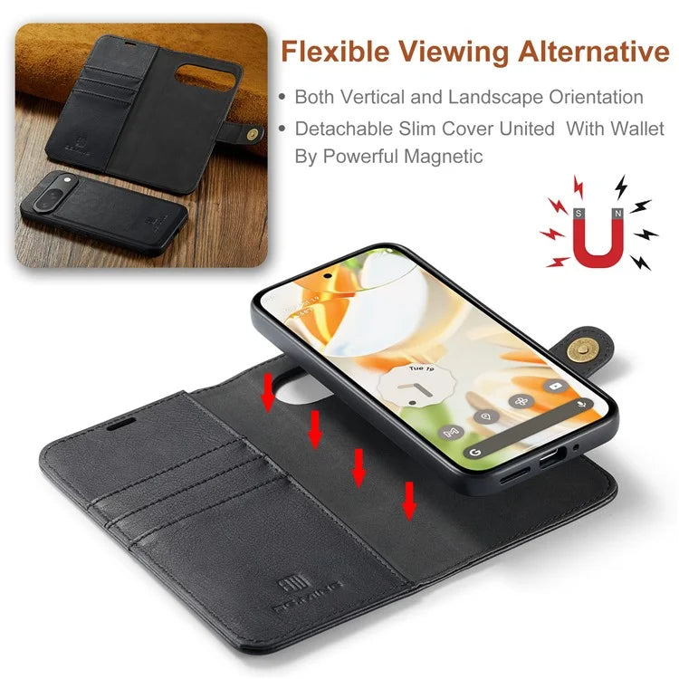 DG.MING for Google Pixel 9 / 9 Pro Case Detachable Split Leather Phone Cover