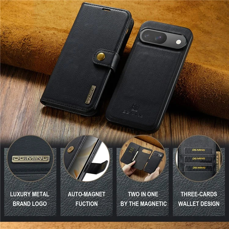 DG.MING for Google Pixel 9 / 9 Pro Case Detachable Split Leather Phone Cover