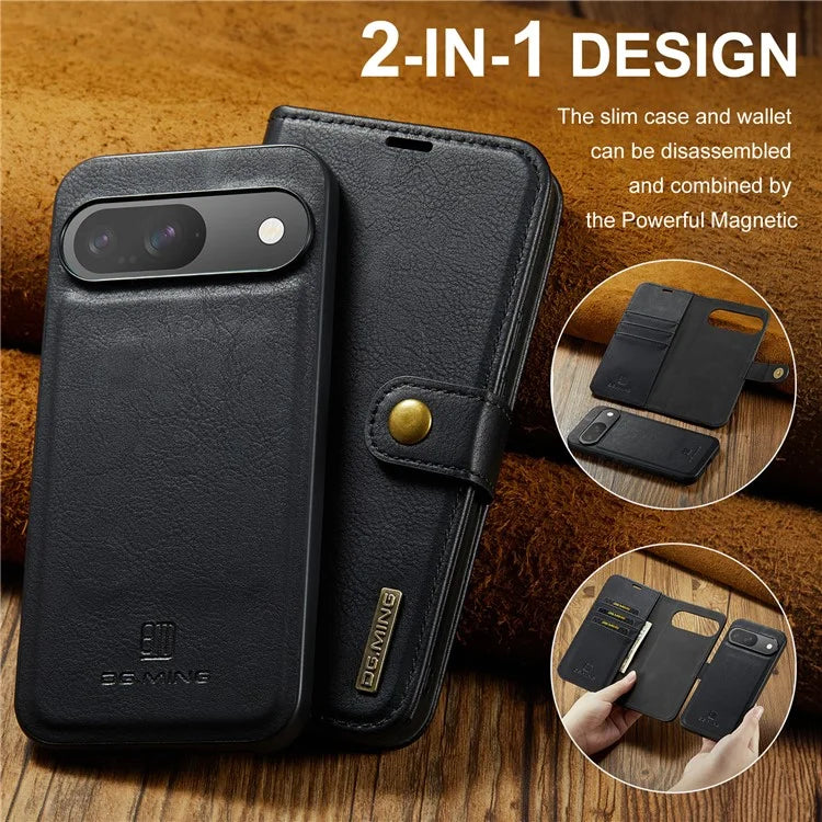 DG.MING for Google Pixel 9 / 9 Pro Case Detachable Split Leather Phone Cover