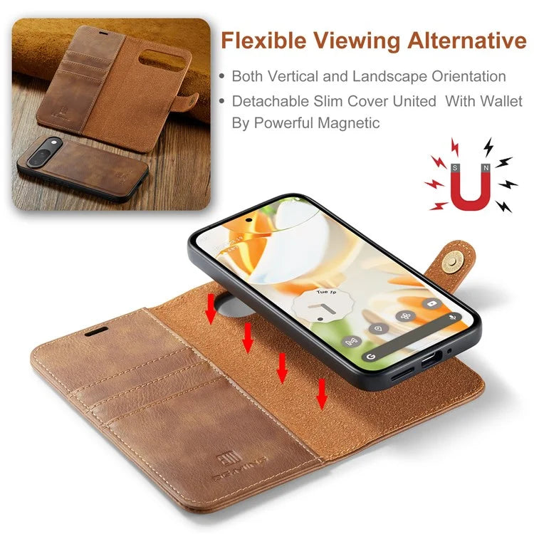 DG.MING for Google Pixel 9 / 9 Pro Case Detachable Split Leather Phone Cover