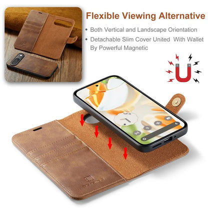 DG.MING for Google Pixel 9 / 9 Pro Case Detachable Split Leather Phone Cover