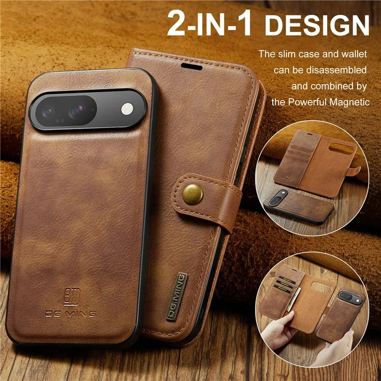 DG.MING for Google Pixel 9 / 9 Pro Case Detachable Split Leather Phone Cover