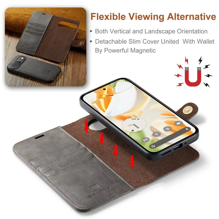 DG.MING for Google Pixel 9 / 9 Pro Case Detachable Split Leather Phone Cover