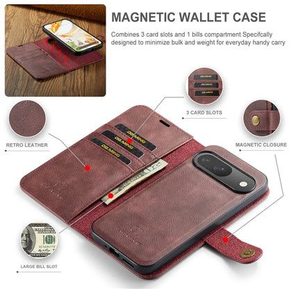 DG.MING for Google Pixel 9 / 9 Pro Case Detachable Split Leather Phone Cover