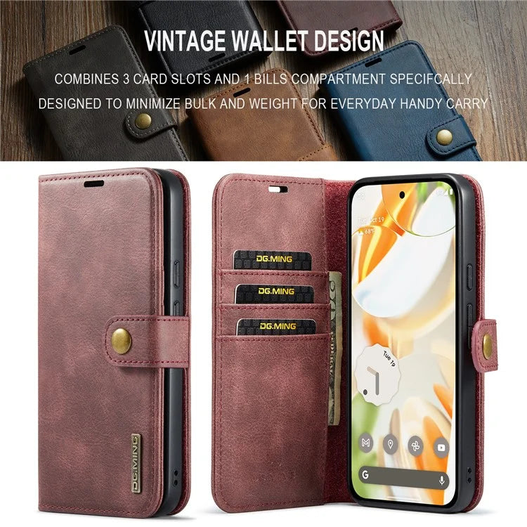 DG.MING for Google Pixel 9 / 9 Pro Case Detachable Split Leather Phone Cover