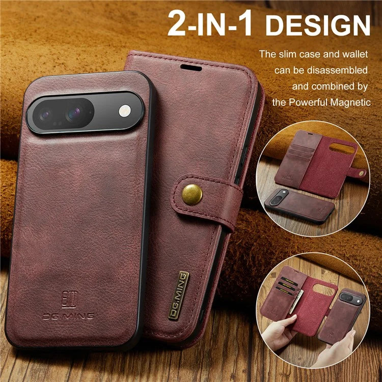 DG.MING for Google Pixel 9 / 9 Pro Case Detachable Split Leather Phone Cover