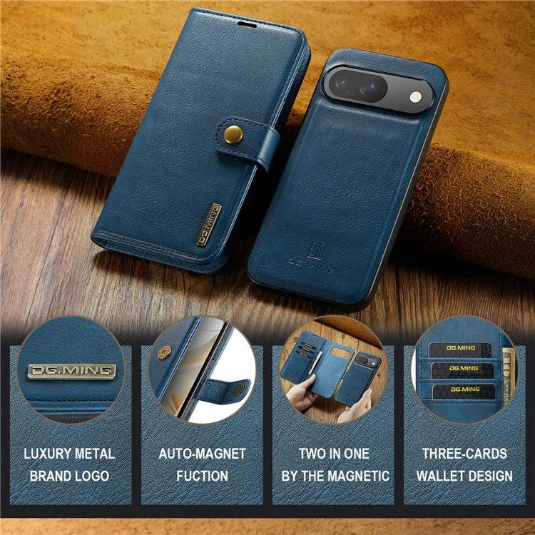 DG.MING for Google Pixel 9 / 9 Pro Case Detachable Split Leather Phone Cover