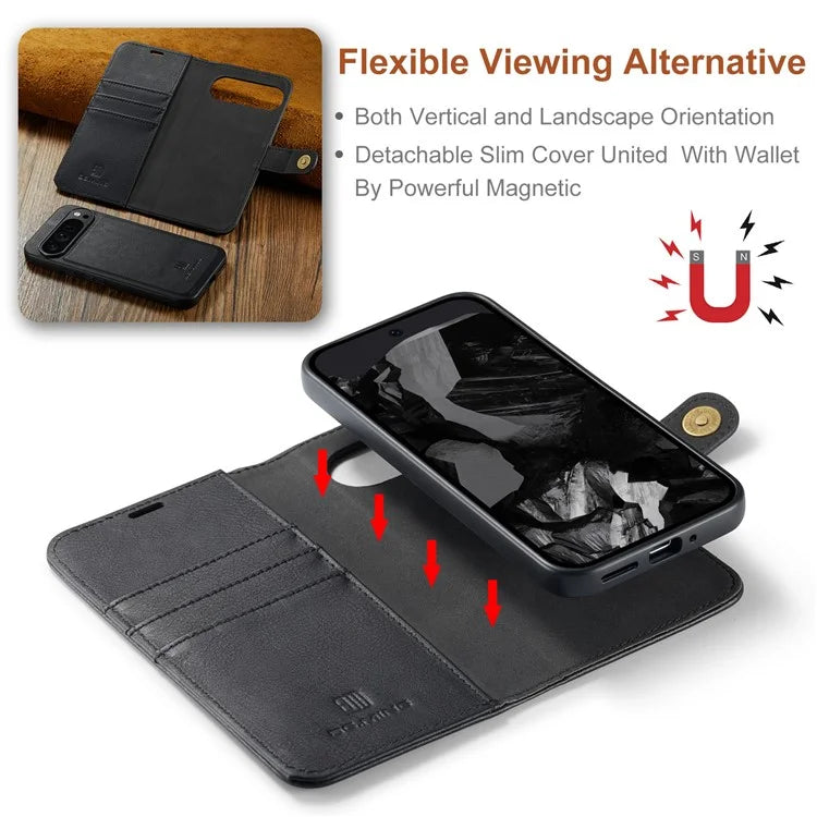 DG.MING for Google Pixel 9 Pro XL Case Detachable Split Leather Phone Cover
