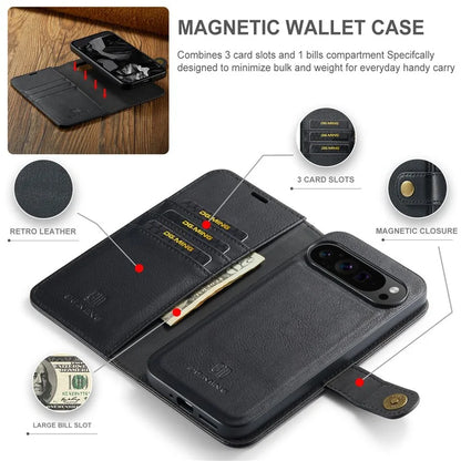 DG.MING for Google Pixel 9 Pro XL Case Detachable Split Leather Phone Cover