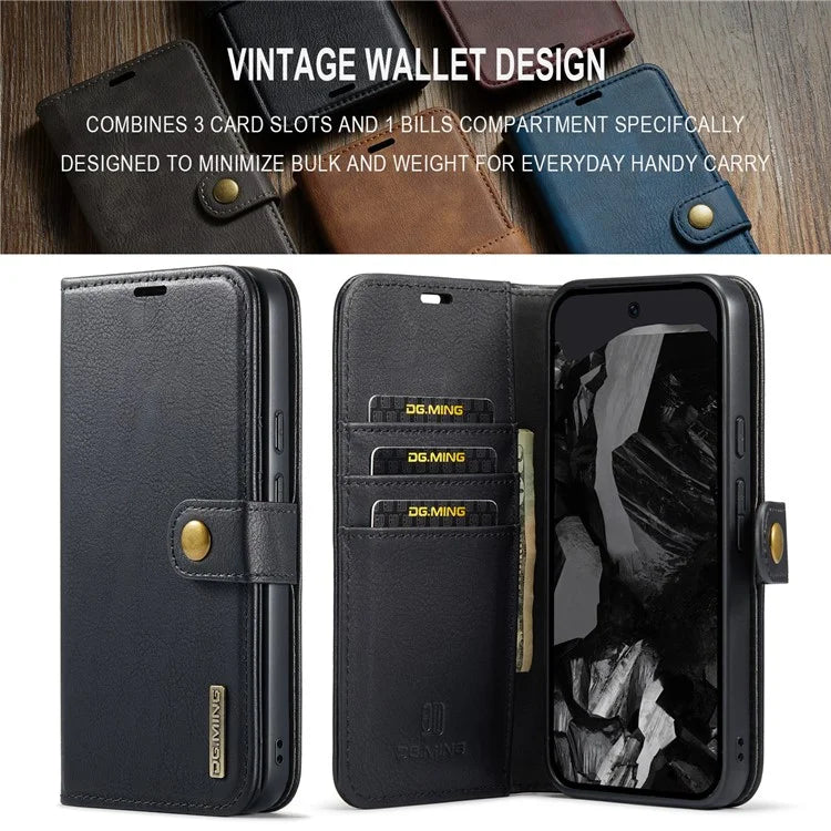 DG.MING for Google Pixel 9 Pro XL Case Detachable Split Leather Phone Cover