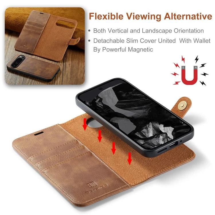 DG.MING for Google Pixel 9 Pro XL Case Detachable Split Leather Phone Cover