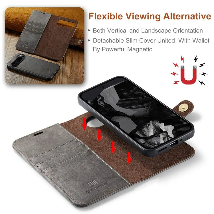 DG.MING for Google Pixel 9 Pro XL Case Detachable Split Leather Phone Cover