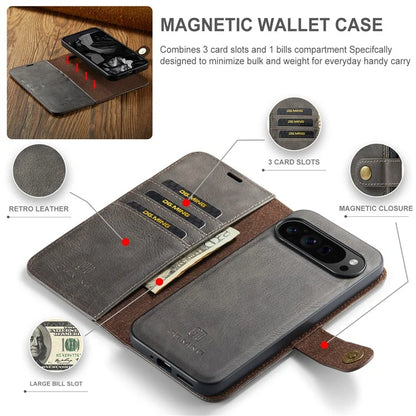 DG.MING for Google Pixel 9 Pro XL Case Detachable Split Leather Phone Cover