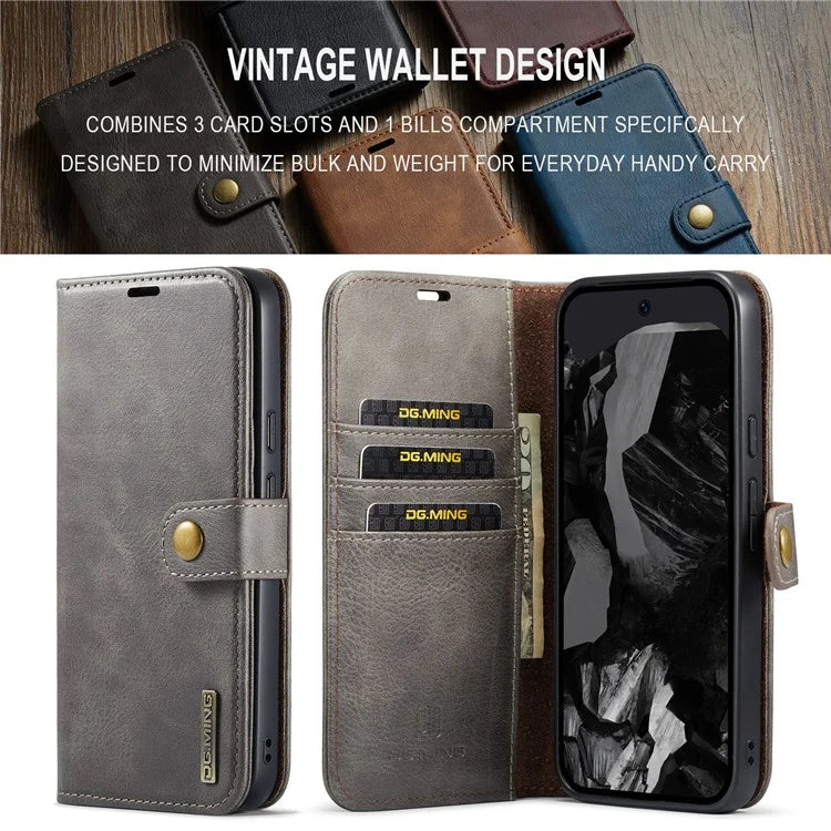 DG.MING for Google Pixel 9 Pro XL Case Detachable Split Leather Phone Cover