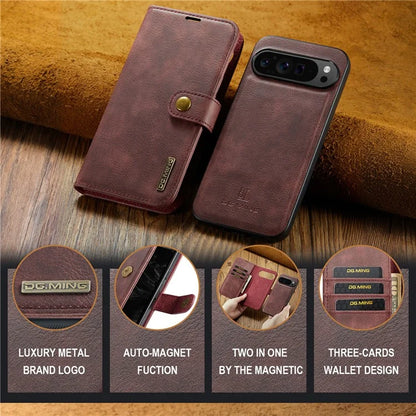 DG.MING for Google Pixel 9 Pro XL Case Detachable Split Leather Phone Cover