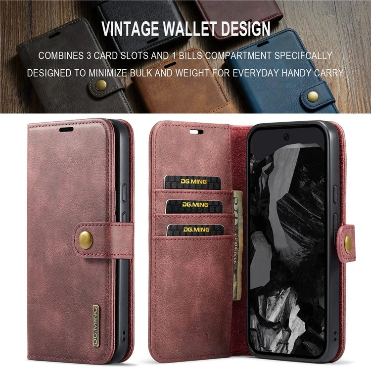 DG.MING for Google Pixel 9 Pro XL Case Detachable Split Leather Phone Cover